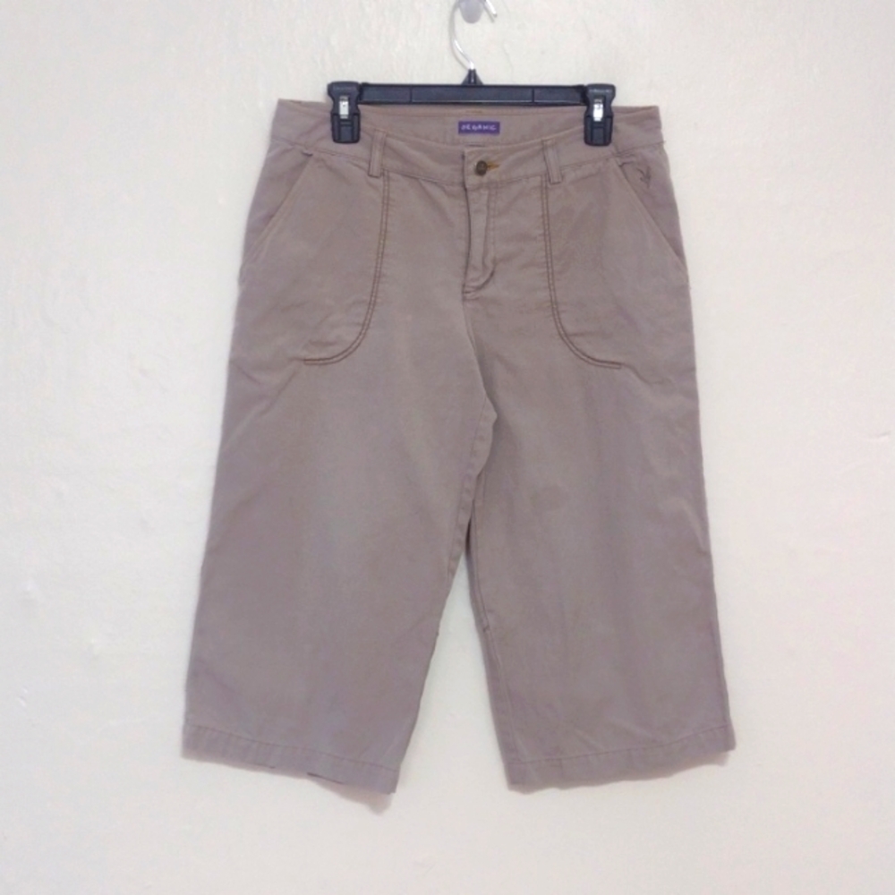 ibex Organic Vintage Wide Leg Capri Length Cotton Twill Pants/Shorts Size 8